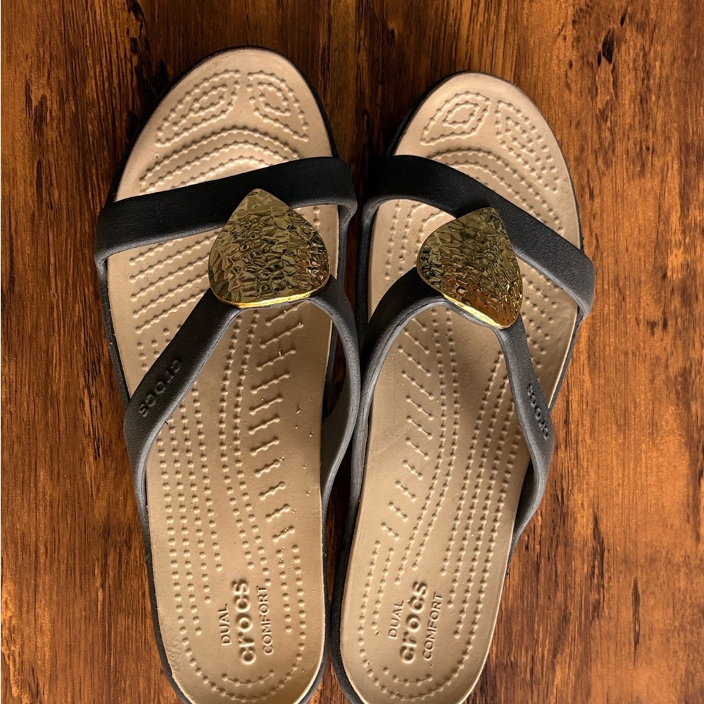 CROCS Women's brown Sandals with Gold Accents